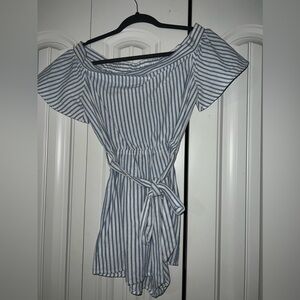 Brooklyn’s Blue and White Striped Medium Romper